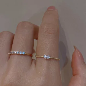 2 peças Anel Prata ou Dourado com Decoração de Zircão